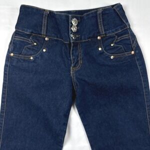 Colombian Design High Waisted Skinny Dark Wash Butt Lift Embellished SF Jeans 14